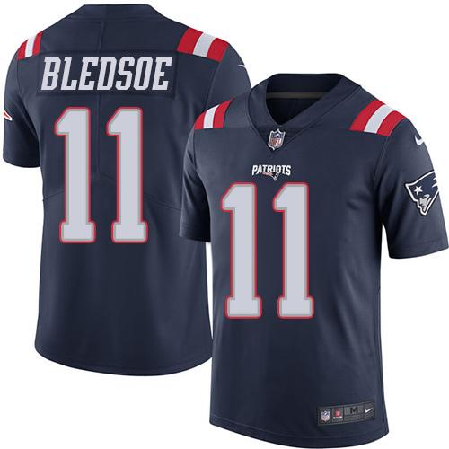 Nike Patriots #11 Drew Bledsoe Navy Blue Men's Stitched NFL Limited Rush Jersey